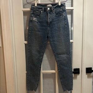 LOFT High Rise Distressed Blue Jeans
